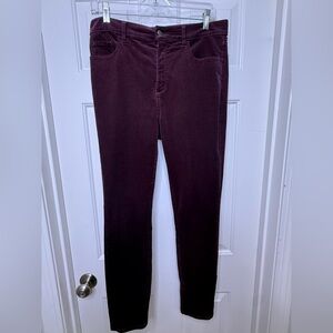 Loft Pants in a deep burgundy/plum Skinny Corduroy Pants